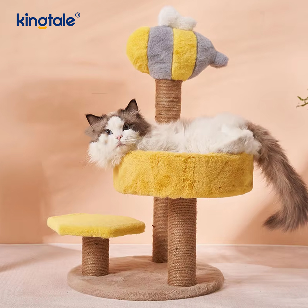 Menggaru Tiang dengan Katil untuk Kucing Kecil Dalam Ruangan