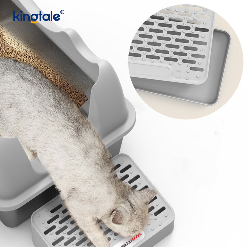Kotak Sampah Kucing Keluli Tahan Karat Dengan Pedal Kaki Kuali Sampah Logam Bersisi Tinggi, Tidak Sekali-kali
