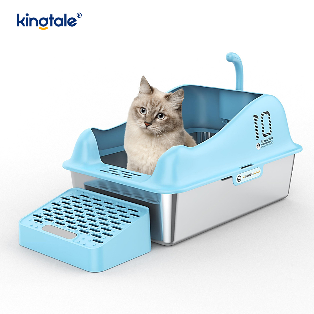 Kotak Sampah Kucing Keluli Tahan Karat Dengan Pedal Kaki Kuali Sampah Logam Bersisi Tinggi, Tidak Sekali-kali