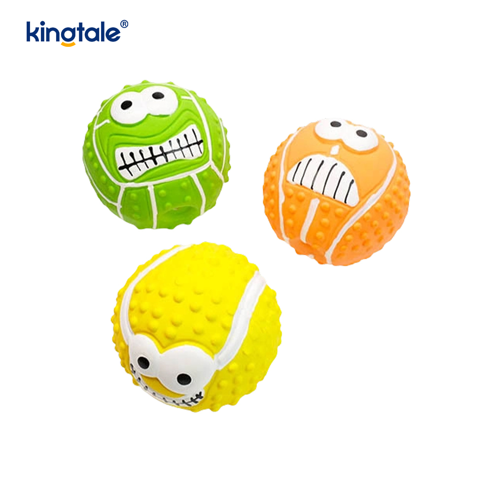 Lateks Mainan Haiwan Bunyi Smiley Face Ball Dalaman Dan Luaran