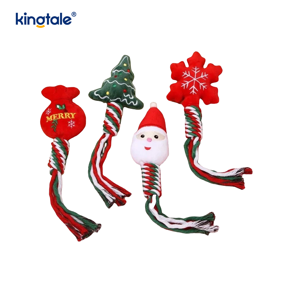 Mainan Mewah Tali Krismas Binatang Puppy Chew Mainan Untuk Tumbuh Gigi