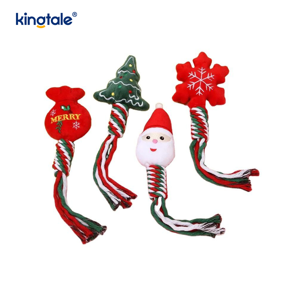 Mainan Mewah Tali Krismas Binatang Puppy Chew Mainan Untuk Tumbuh Gigi