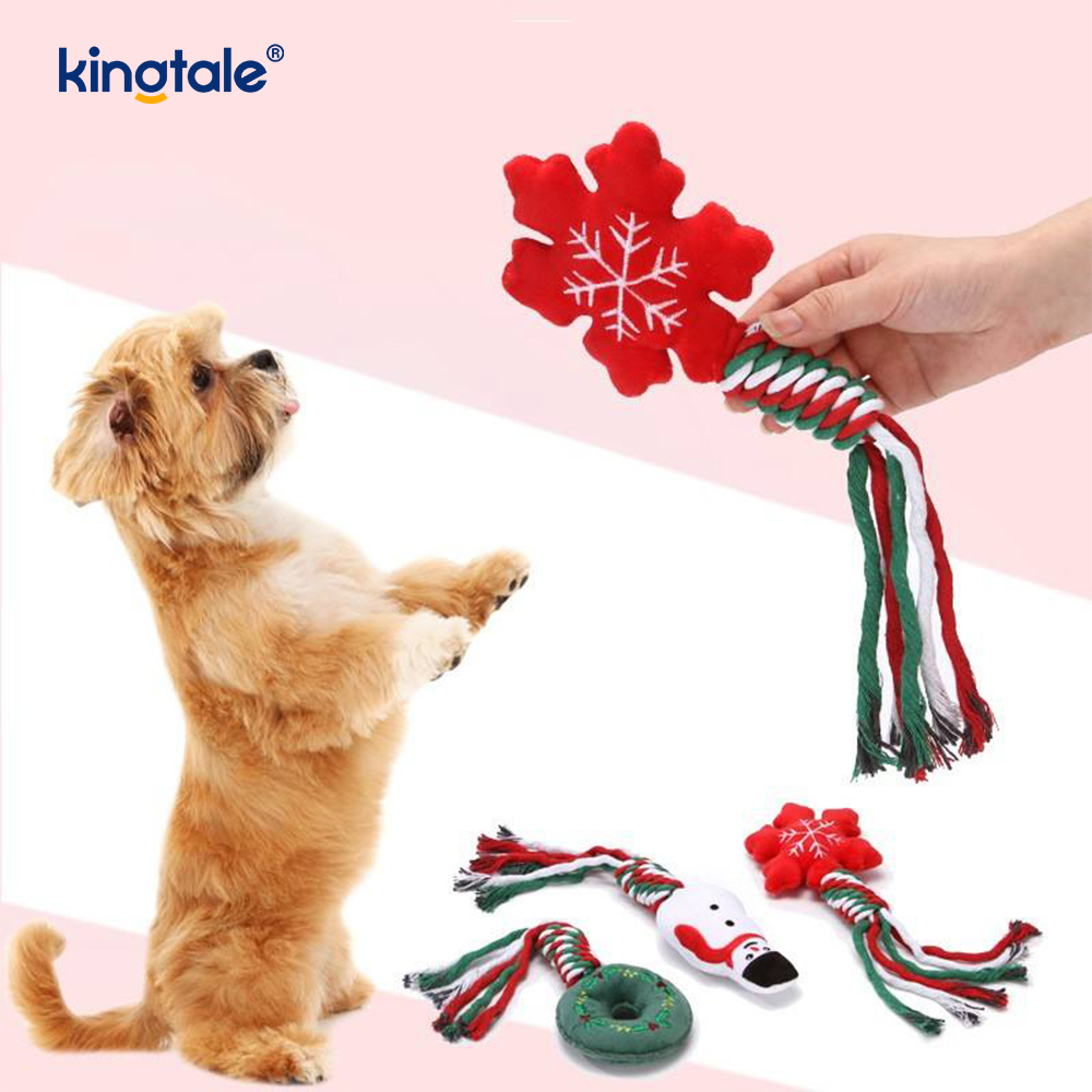 Mainan Mewah Tali Krismas Binatang Puppy Chew Mainan Untuk Tumbuh Gigi