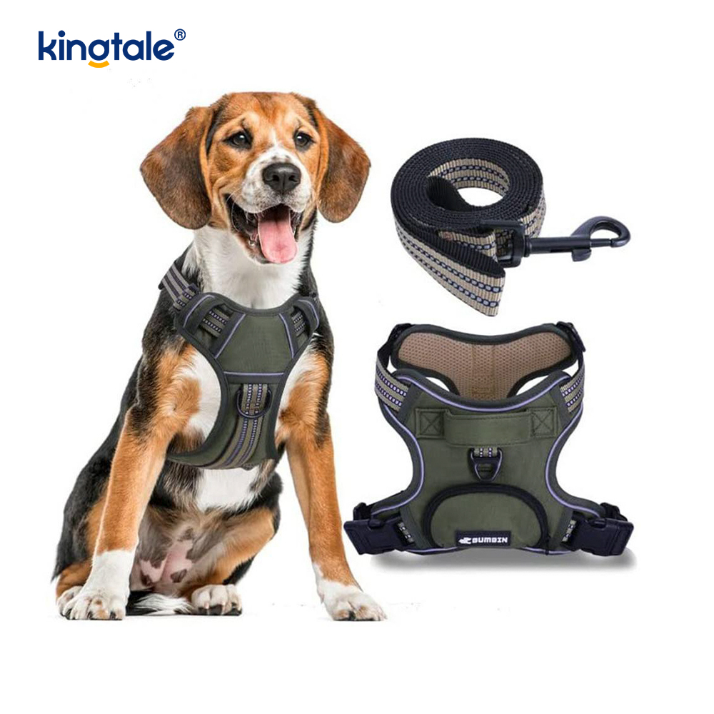 Jaket Haiwan Peliharaan Tanpa Choke Boleh Laras dengan Tali Anjing Reflektif Abah Berjalan Haiwan Peliharaan