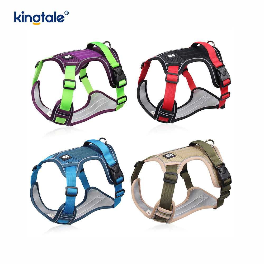 Nylon Rivet Reflektif Boleh Laras Bernafas Sport Harness Dengan Tali Anjing
