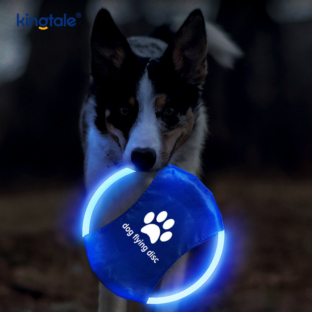 Mainan Latihan Anjing Frisbee Binatang Yang Boleh Dicas semula Lampu LED