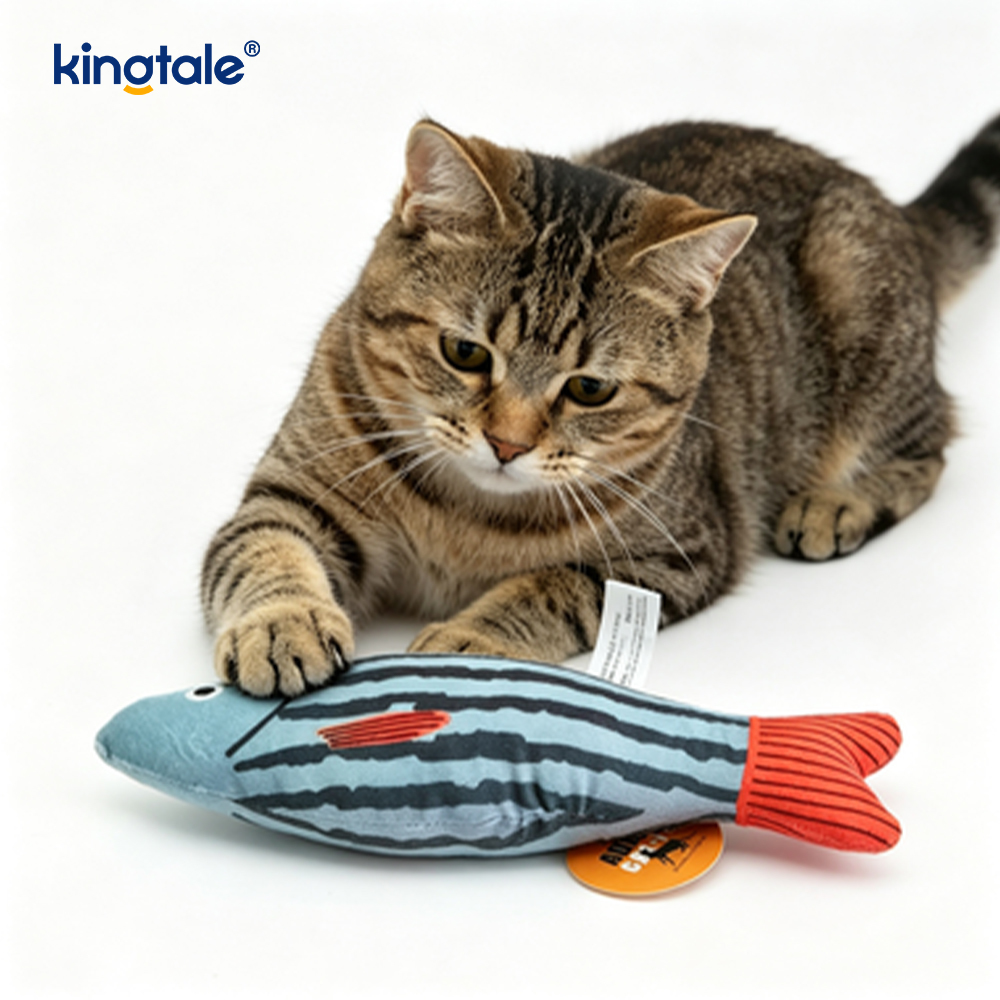 Mainan Kucing Catnip Tahan Lama Berderit dengan Pelbagai Ikan Realistik