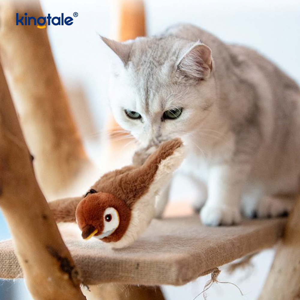 Mainan Kucing Burung/Elektrik Boleh Dicas Semula Mewah dan Realistik Yang Mengeluarkan Bunyi Apabila Ditepuk