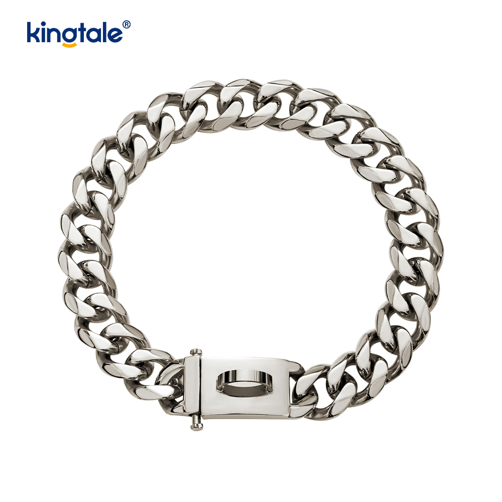 Fesyen Bersalut Keluli Tahan Karat Pet Cuban Link Dog Choke Rantai Kolar