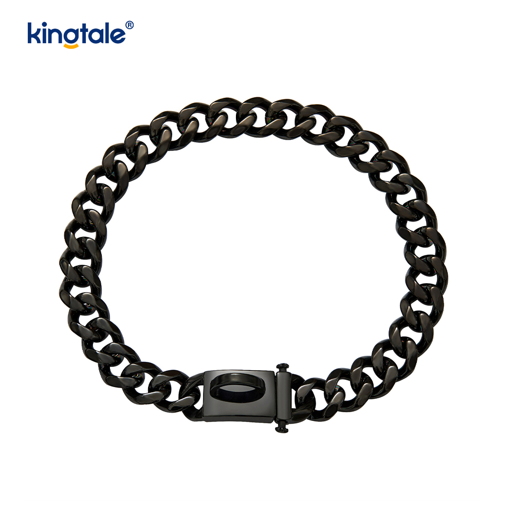 Fesyen Bersalut Keluli Tahan Karat Pet Cuban Link Dog Choke Rantai Kolar