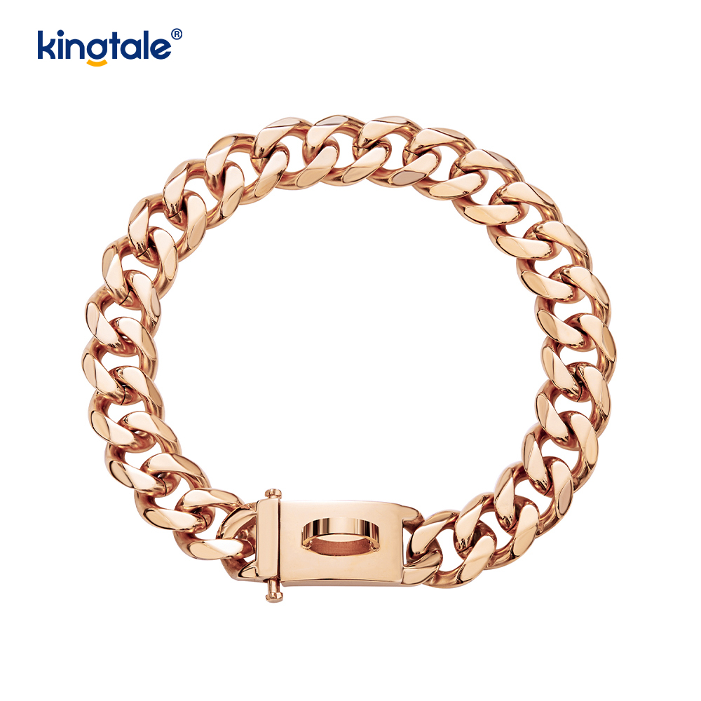 Fesyen Bersalut Keluli Tahan Karat Pet Cuban Link Dog Choke Rantai Kolar